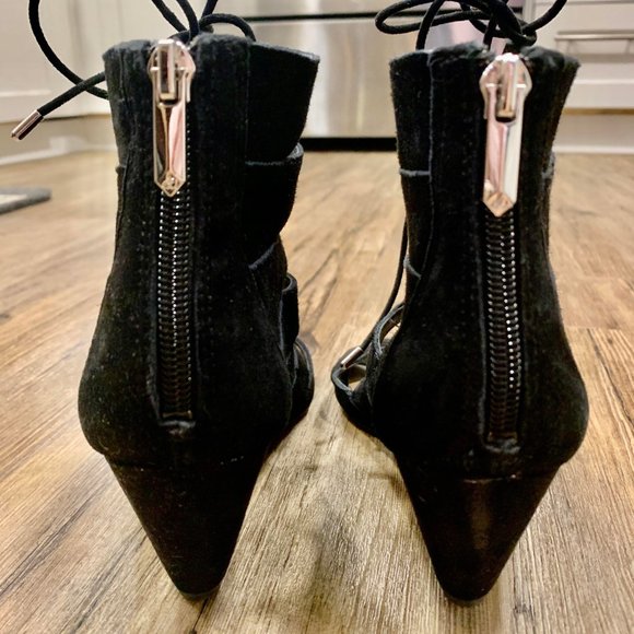 Sam Edelman 'Santina' Lace-Up Wedge Sandal Suede 6 - Picture 3 of 4